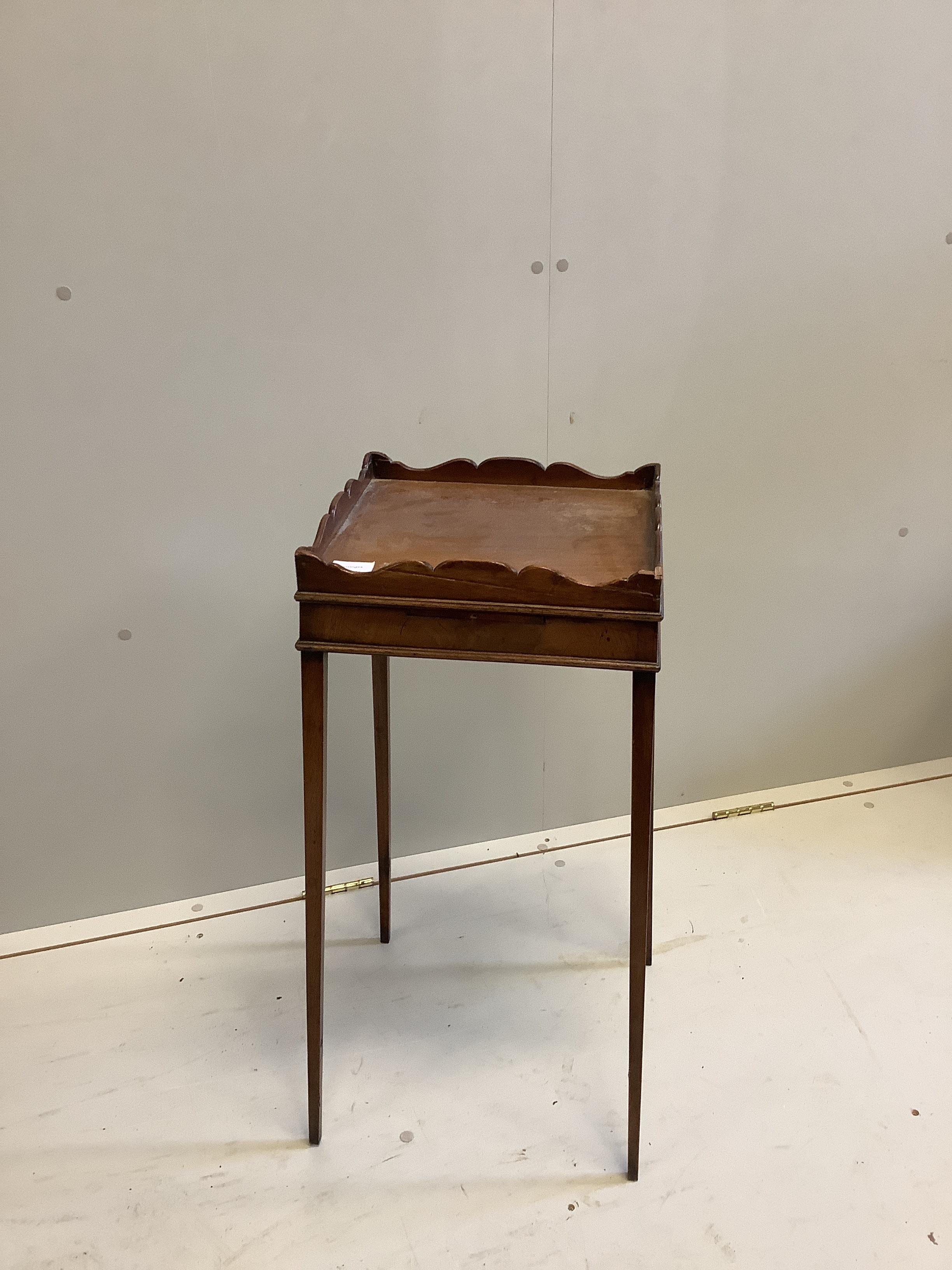 A George III style mahogany urn table, width 37cm, depth 34cm, height 74cm